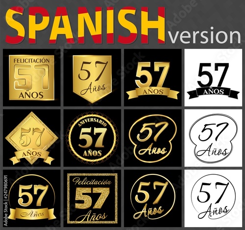 Spanish set of number 57 templates