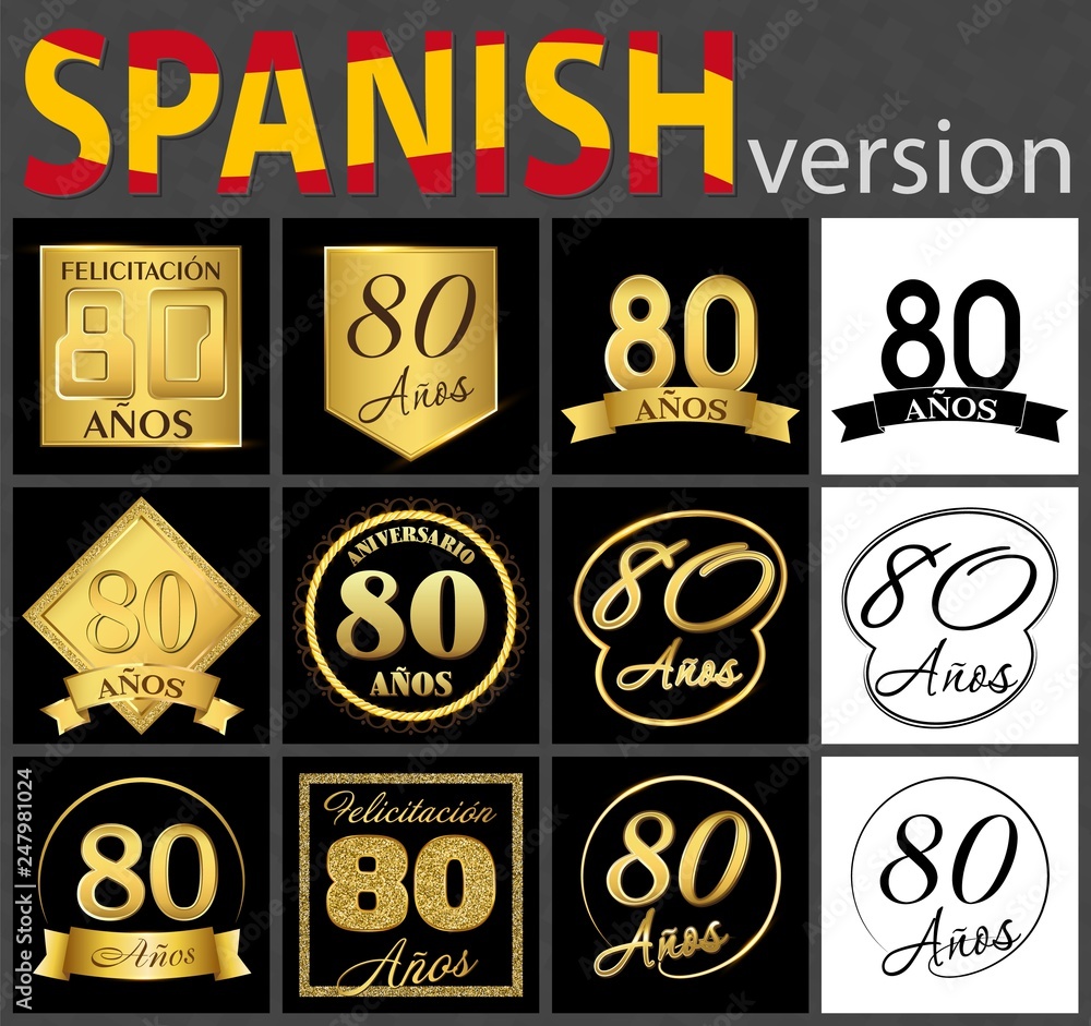 Spanish set of number 80 templates