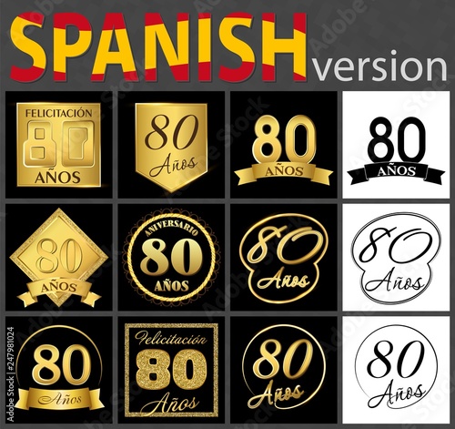 Spanish set of number 80 templates