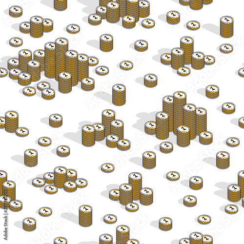 Money coins seamless background, backdrop for financial business website or economical theme ads and information, 3d cash, vector wallpaper or web site background.