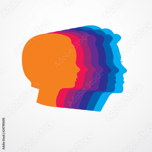 Girl maturation age years concept, adulthood idea, the time of life, periods and cycle of life, growing old, from infancy to maturity. Vector simple classic icon or logo design.