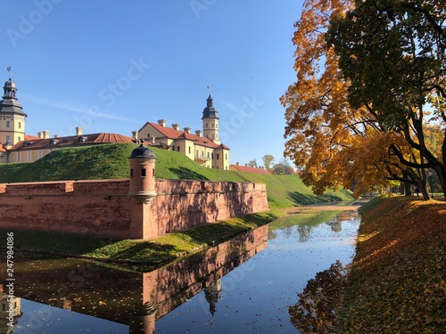 Nesvizh Castle in autumn. Minsk Region, Belarus. UNESCO World Heritage site. 