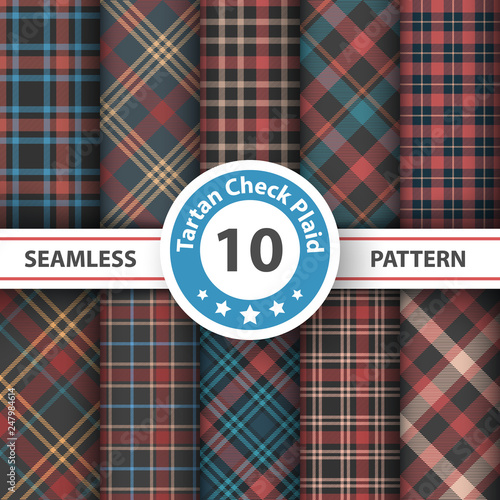 Classic tartan, Merry Christmas seamless patterns.