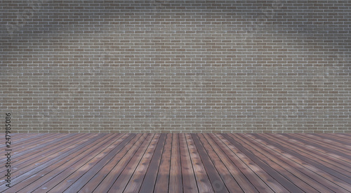Backsteinmauer und Holzboden Hintergrund 3D