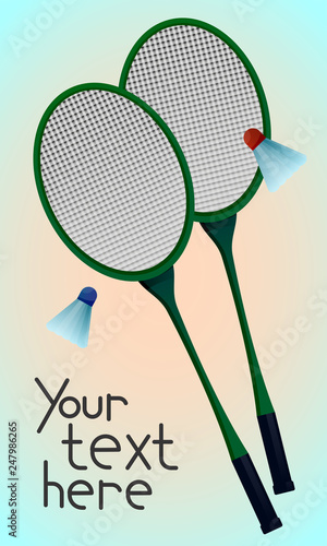 Banner with equipment for badminton with free place for your text