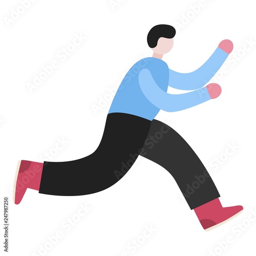 Late person rushing in a hurry to get on time. Man running character.