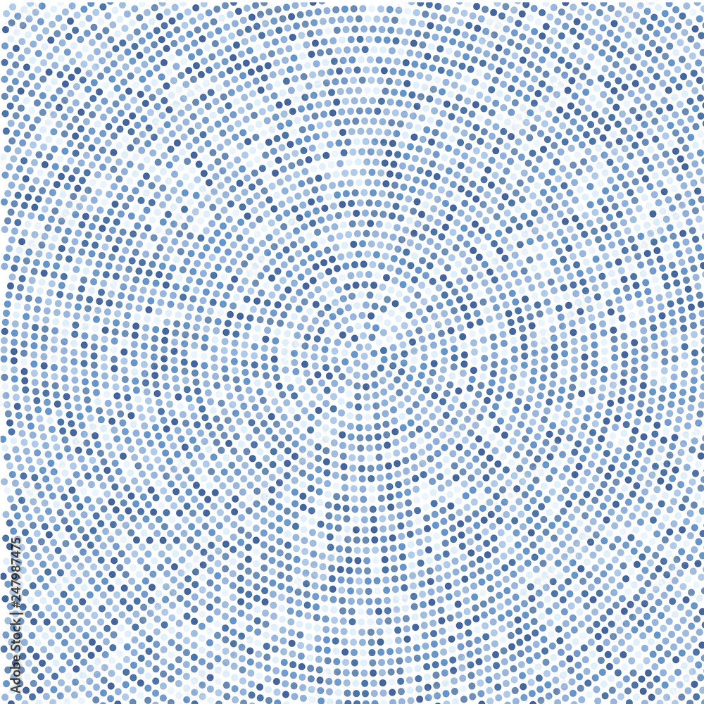 The blue dots in a circle on white background The blue dots in a circle on white background