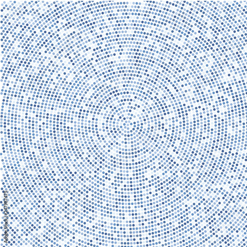 The blue dots in a circle on white background 