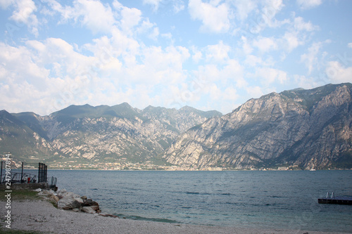Evening walk. Picturesque lake Garda