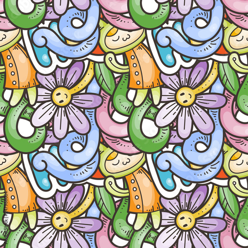 Seamless vector pattern with cute cartoon monsters and beasts. Nice for packaging  wrapping paper  coloring pages  wallpaper  fabric  fashion  home decor  prints etc