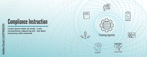 In compliance web header banner with icon set that shows a company passed inspection
