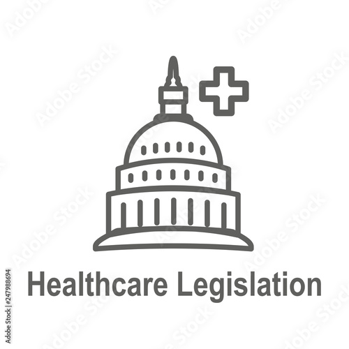 Health Laws and Legal icon set depicting various aspects of the legal system