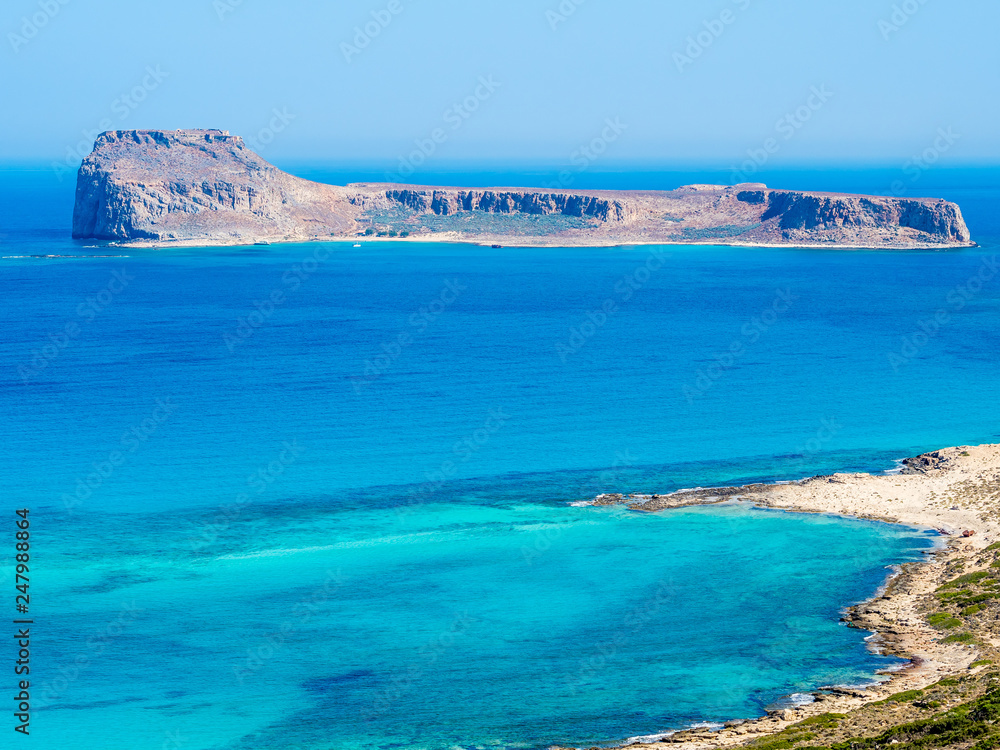 Crete, Greece: Balos lagoon paradisiacal view of beach and sea