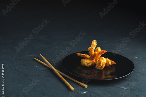 Seafood tempura dish of traditional asian cuisine