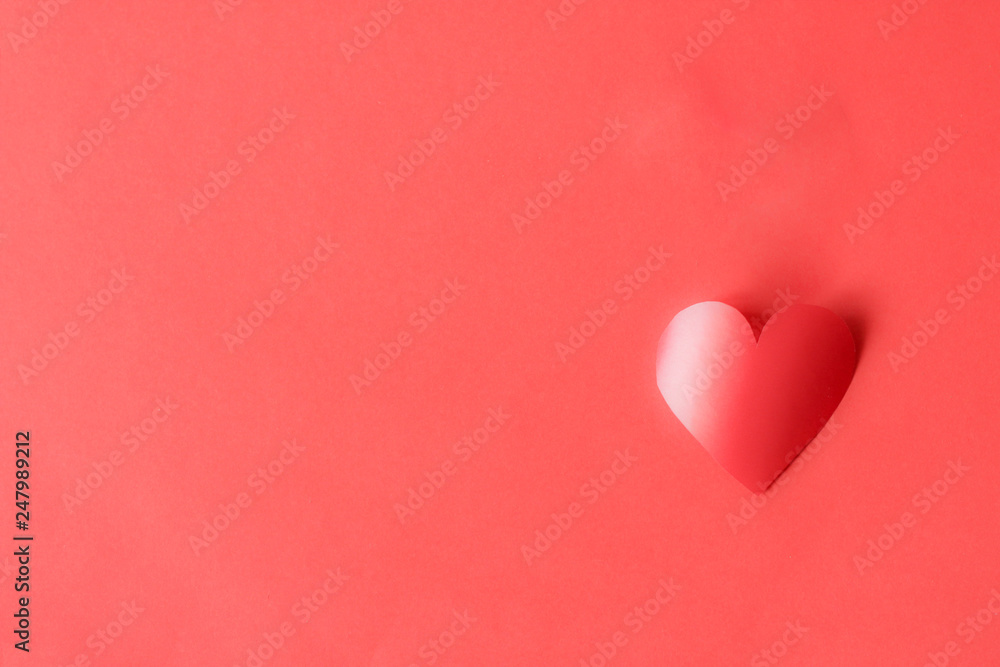 Valentine concept, perfect for card or banner - 3d pink heart on the pink background, selective focus, free copy space