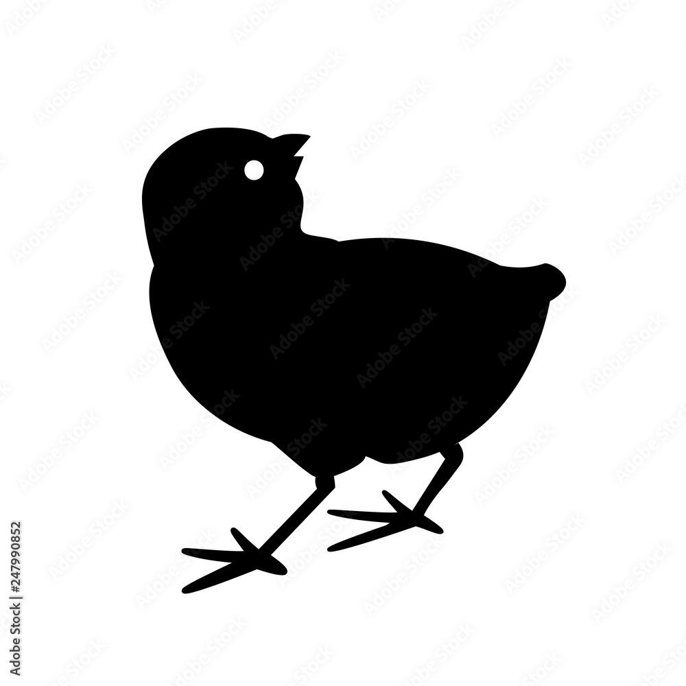 Black silhouette vector cute little easter chick Black silhouette vector cute little easter chick