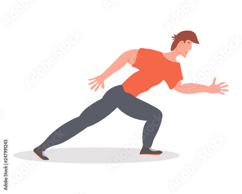 Run. Running man vector illustration, side view