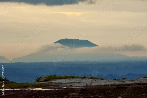 Sinabung Sibayak active volcano mountain in Berastagi, Medan, North Sumatra, Indonesia photo