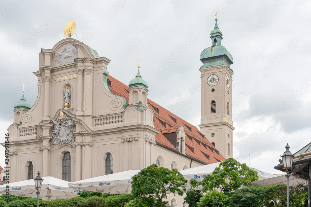 MUNICH, GERMANY - June 25, 2018: Traditional Cathedral building in Munich, Germany