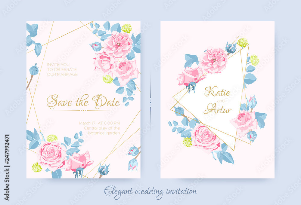 Wedding Cards with Floral Composition.