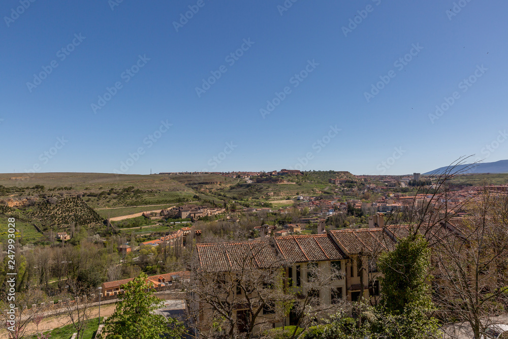 View of a landscape on the outskirts of the city of Segovia on a sunny day