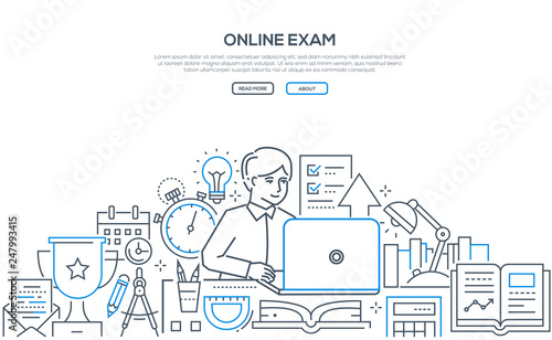 Online exam - modern line design style web banner