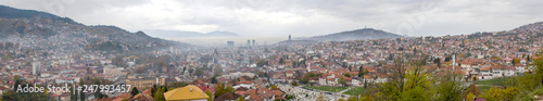 Panorama of Sarajevo in the misty morning. Bosnia and Herzegovina