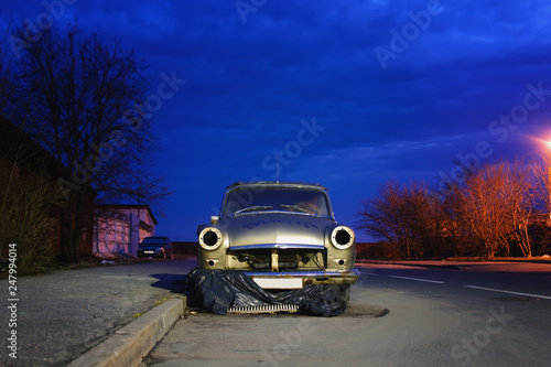 old car on the road