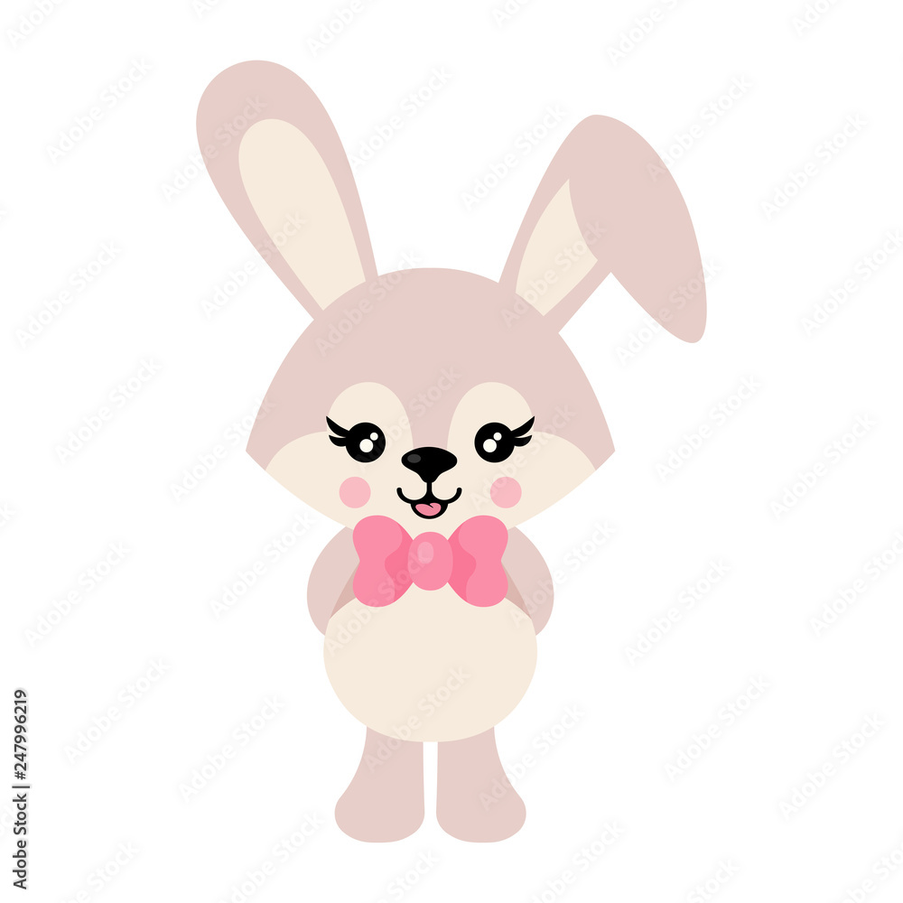 cartoon cute bunny with tie vector