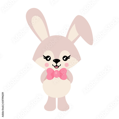 cartoon cute bunny with tie vector