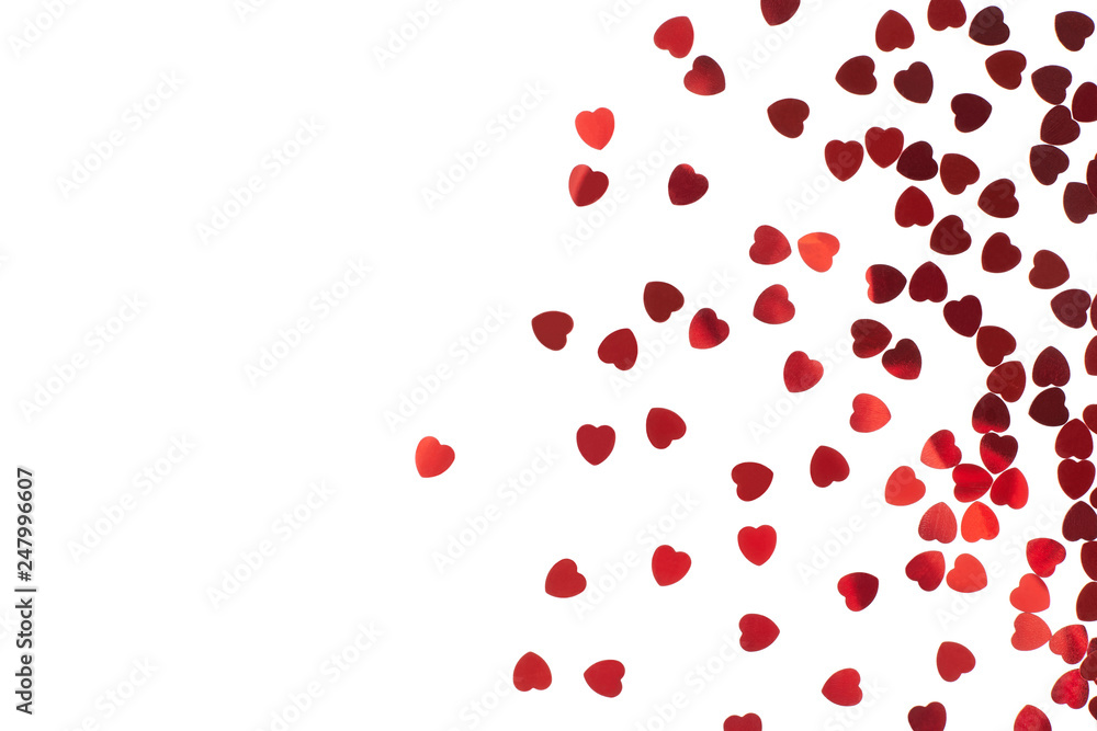 Red hearts confetti on white background. Valentine's day. Red hearts confetti on white background. Valentine's day.