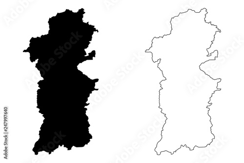 Powys (United Kingdom, Wales, Cymru, Principal areas of Wales) map vector illustration, scribble sketch County of Powys map photo