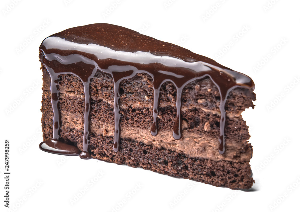 Piece of tasty chocolate cake on white background Stock Photo | Adobe Stock