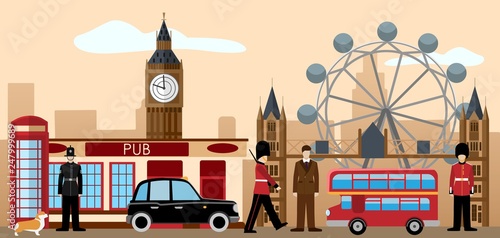 Great britain and london icon set illustration