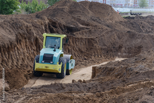 Construction equipment in work. Construction site
