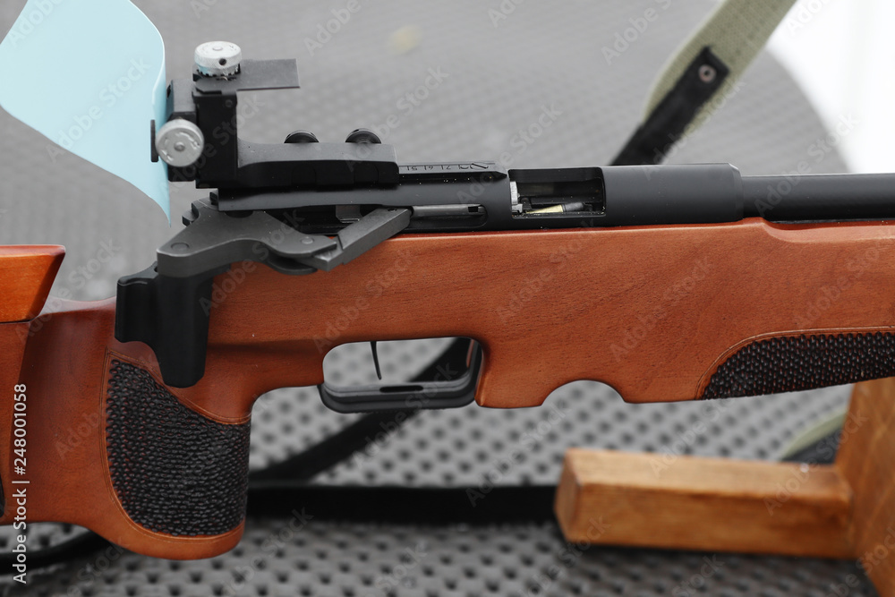 Close-up of small caliber rifle Close-up of small caliber rifle