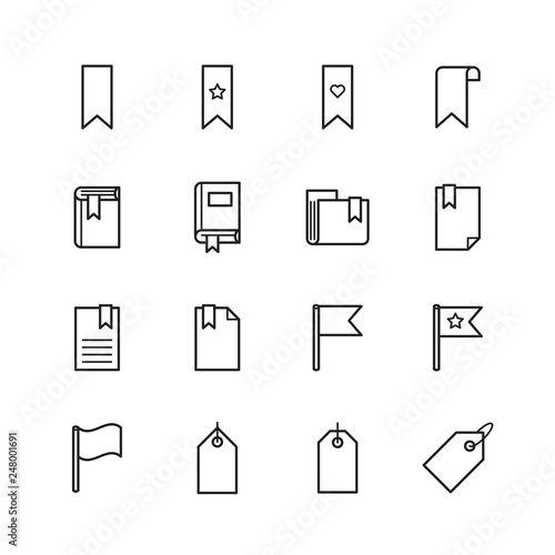 Schlagwort Lesezeichen Icons aus Linien photo