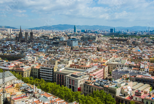 Fototapeta Naklejka Na Ścianę i Meble -  Aerial Panorama view of Barcelona city