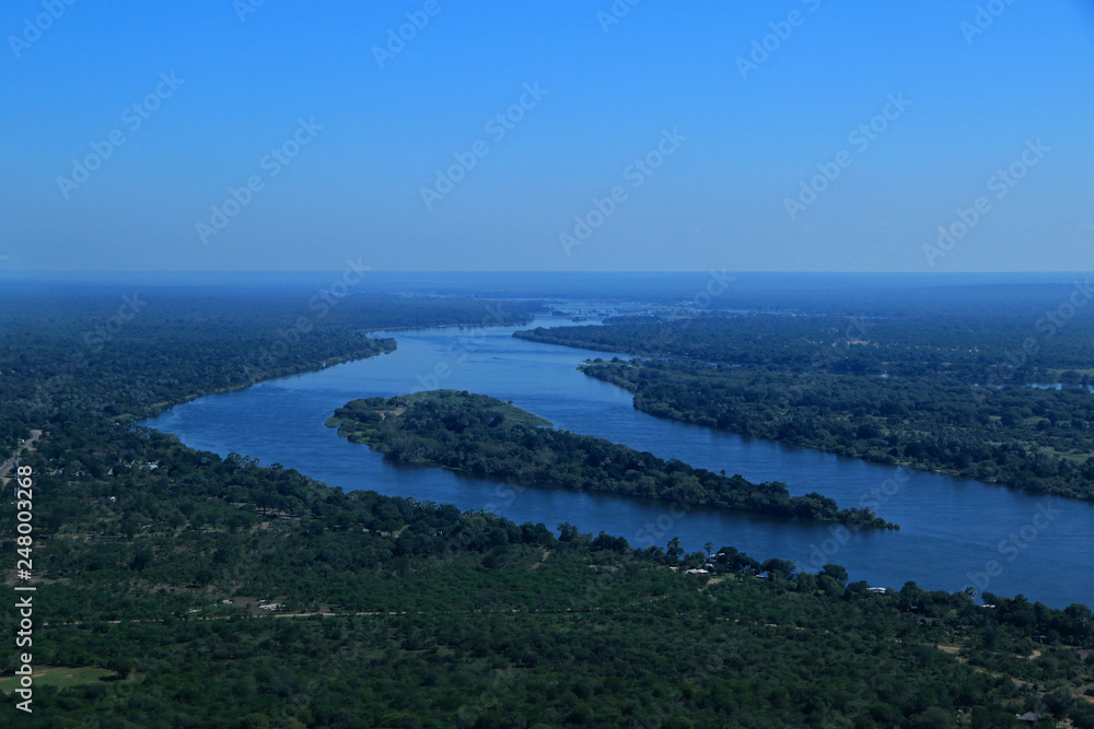 Zambezi River, near Vivtoria Falls, Aerial view, Zimbabwe