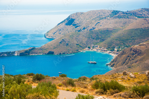 Beautiful mediterranean sea coast on Peloponnese peninsula, Greece, costal landscape
