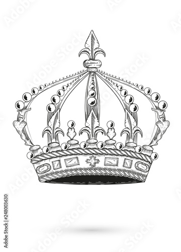gezeichnete Krone mit Diamanten und heraldische Lilie