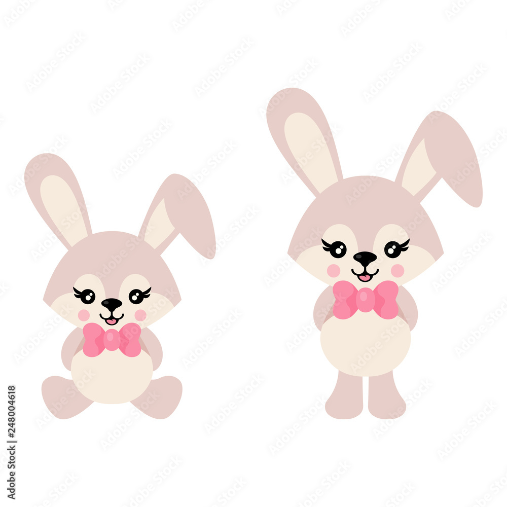 cartoon cute bunny with tie vector set cartoon cute bunny with tie vector set