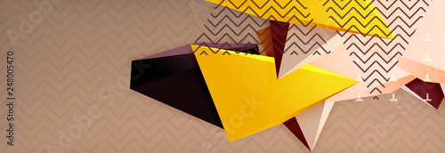 3d triangular shapes geometric background. Origami style pattern with triange shapes for decorative design. Poster design. Line design. Modern presentation template