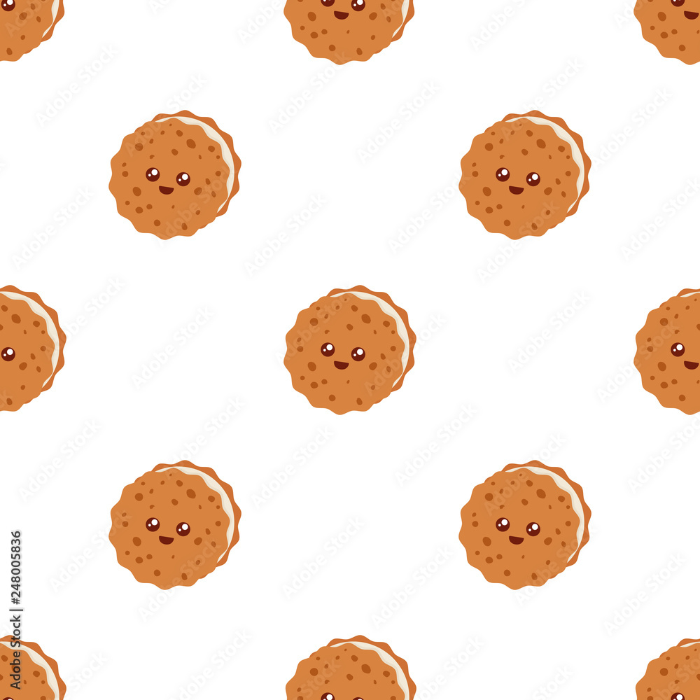 Cute happy cookies. Seamless vector pattern Cute happy cookies. Seamless vector pattern