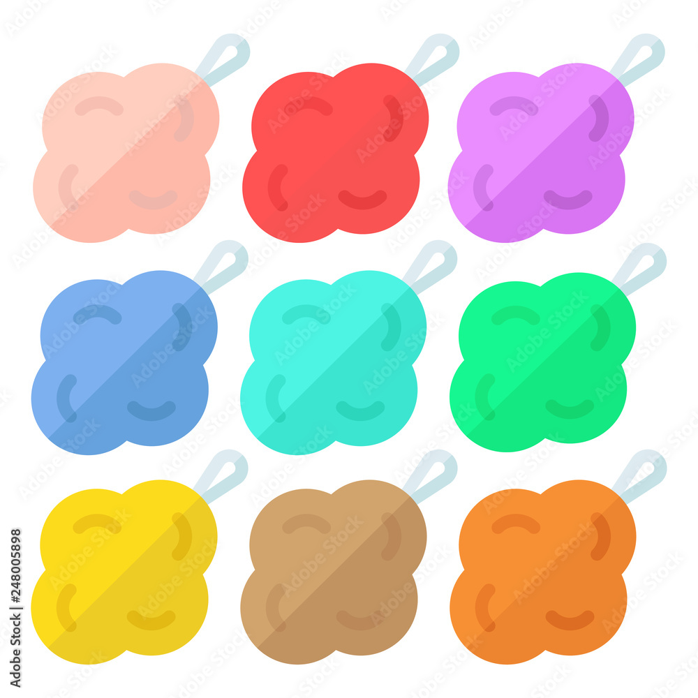 Washcloths. Washcloths for the bathroom. A collection of colorful washcloth for swimming. Washcloths logo. Vector illustration. EPS 10. Washcloths. Washcloths for the bathroom. A collection of colorful washcloth for swimming. Washcloths logo. Vector illustration. EPS 10.