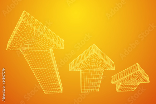 Arrow wireframe low poly mesh vector illustration