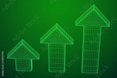Arrow wireframe low poly mesh vector illustration