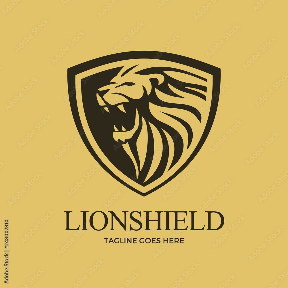 Lion shield vector logo design inspiration 03 Lion shield vector logo design inspiration 03