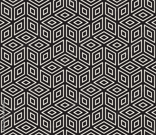 Vector seamless irregular linear grid pattern. Modern stylish abstract texture. Repeating geometric lattice from randomly disposed rhombus shapes.
