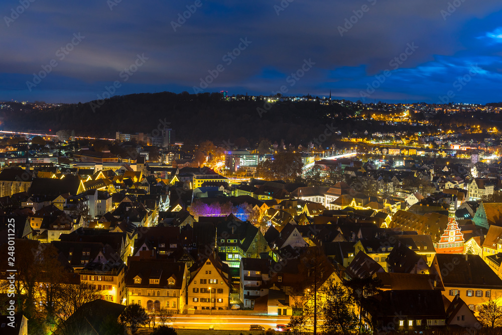 Germany, Above dreamy city esslingen am neckar in pretty christmas atmosphere